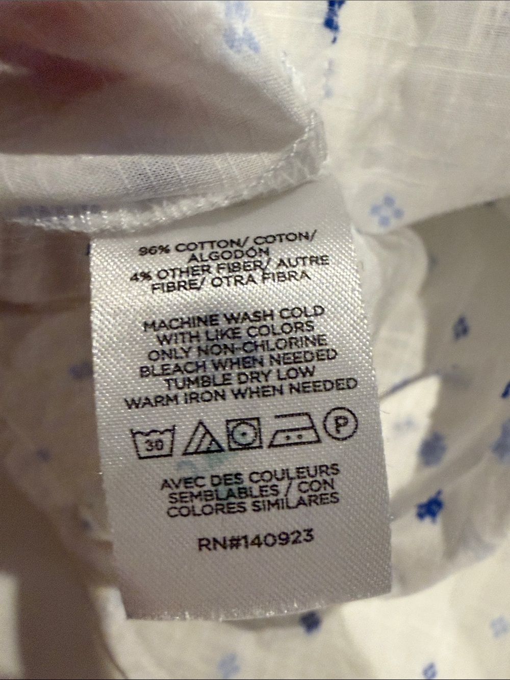LOFT White Button-Down Shirt with Blue Dot Print and Front Tie - Picture 5 of 5